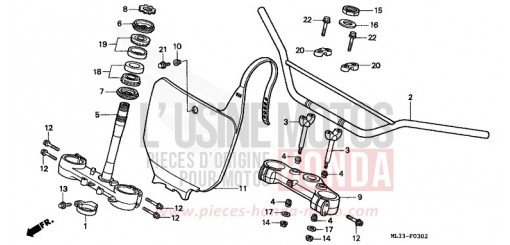 HANDLE PIPE/TOP BRIDGE/ STEERING STEM (CR500RT-) CR500RT de 1996